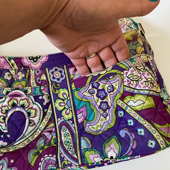 Vera Bradley Paisley Print Purse Zippered Closure Purple and Teal - Picture 11 of 16